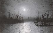 Atkinson Grimshaw Nightfall down the Thames oil on canvas